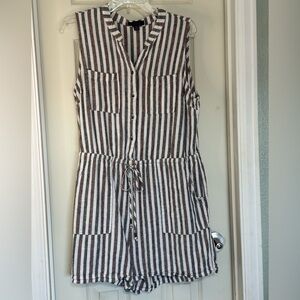 Kelly Renee Women’s Striped Button-Down Romper XL